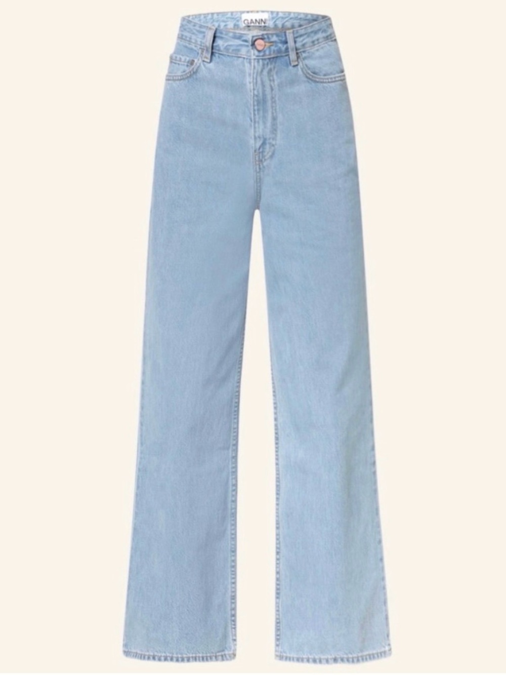 Ganni Light Blue High-Rise Wide-Leg Jeans 24w/32L NWT